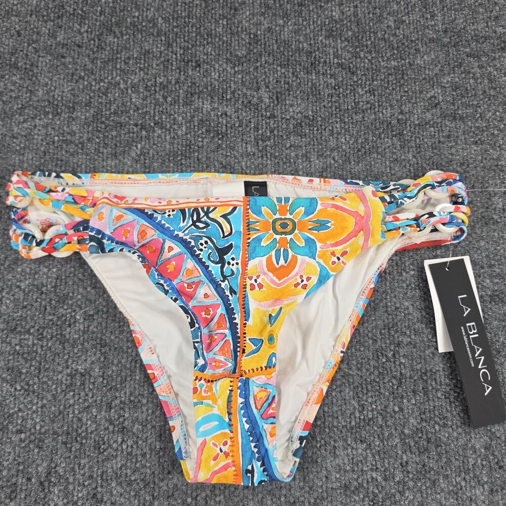 La Blanca Women's Size 6 Bikini Bottom Multicolor Side Strappy Swimwear